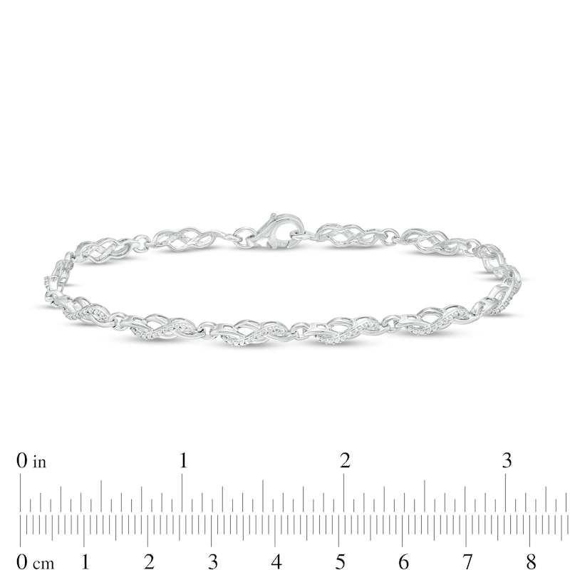 Main Image 4 of Diamond Accent Swirl Infinity Link Bracelet in Sterling Silver – 7.5"