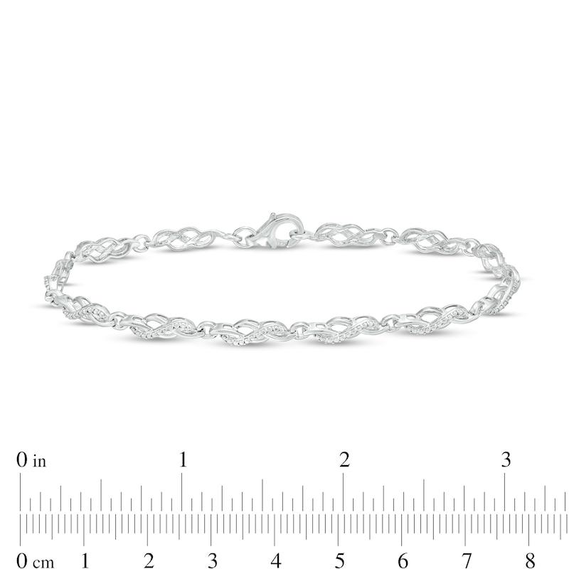 Diamond Accent Swirl Infinity Link Bracelet in Sterling Silver – 7.5"