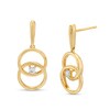 Thumbnail Image 1 of You Me Us 1/10 CT. T.W. Diamond Solitaire Intertwined Double Circle Drop Earrings in 10K Gold