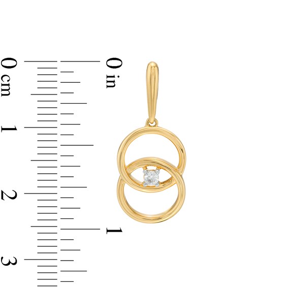 You Me Us 1/10 CT. T.w. Diamond Solitaire Intertwined Double Circle Drop Earrings in 10K Gold
