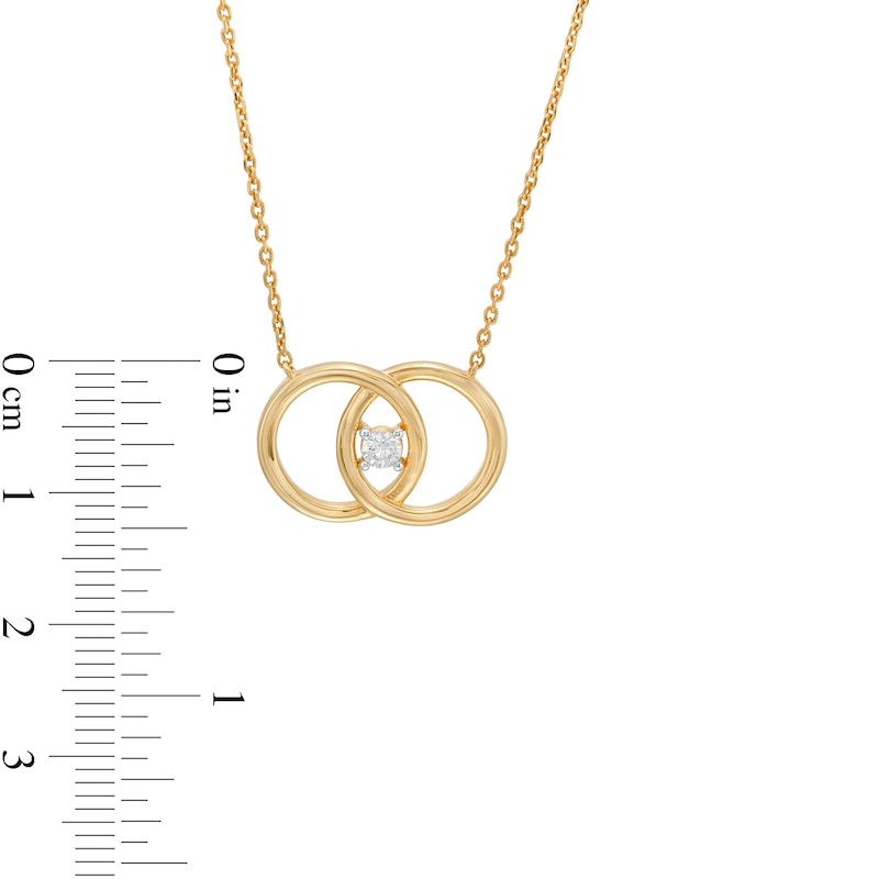 You Me Us 1/10 CT. Diamond Solitaire Intertwined Double Circle Necklace in 10K Gold – 19"
