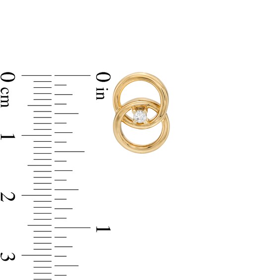 You Me Us 1/10 CT. T.w. Diamond Solitaire Intertwined Double Circle Stud Earrings in 10K Gold
