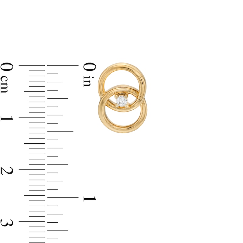 You Me Us 1/10 CT. T.W. Diamond Solitaire Intertwined Double Circle Stud Earrings in 10K Gold