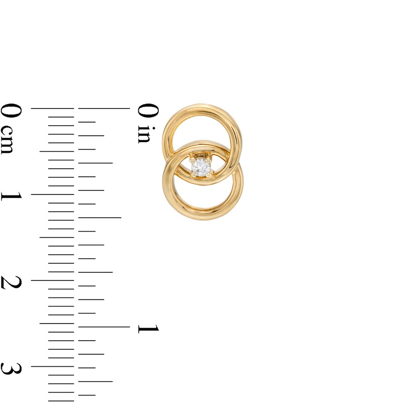 Main Image 3 of You Me Us 1/10 CT. T.W. Diamond Solitaire Intertwined Double Circle Stud Earrings in 10K Gold