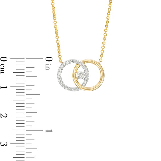 You Me Us 1/4 CT. Diamond Intertwined Double Circle Necklace in 10K Gold â 19"