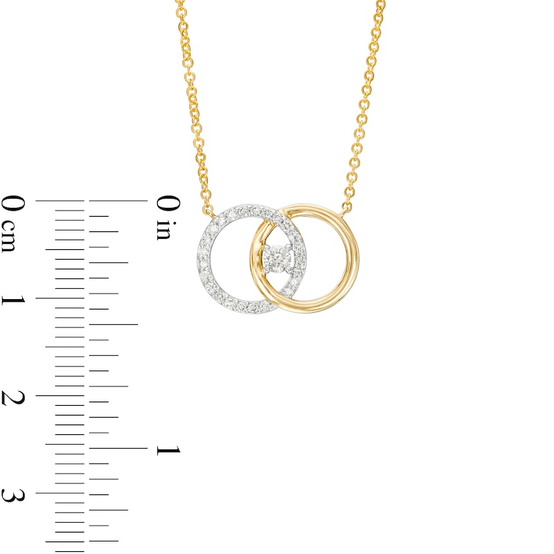 You Me Us 1/4 CT. Diamond Intertwined Double Circle Necklace in 10K Gold – 19"