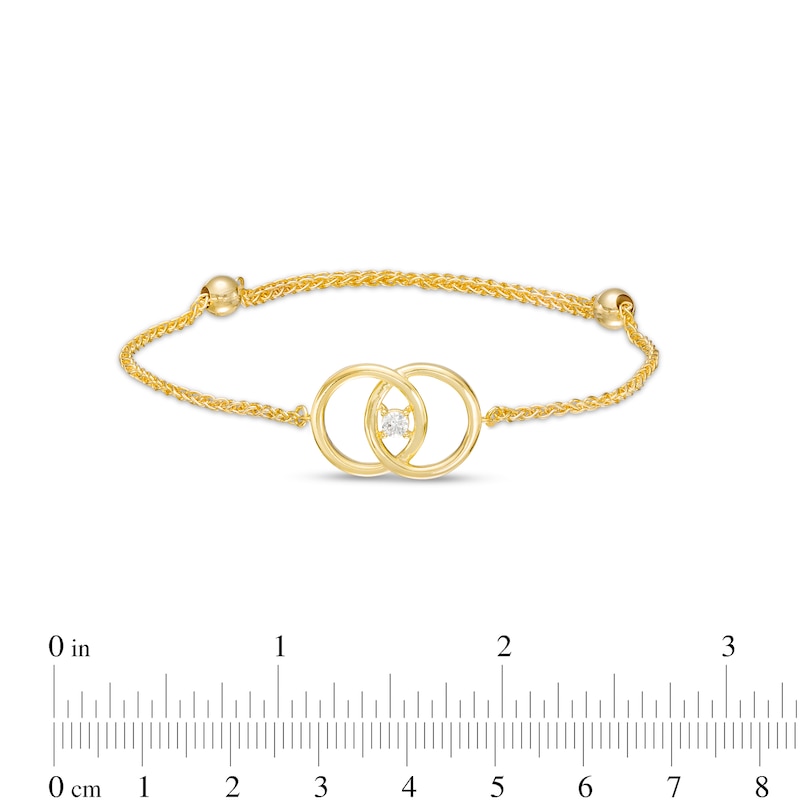 Main Image 3 of You Me Us 1/10 CT. Diamond Solitaire Intertwined Double Circle Bolo Bracelet in 10K Gold – 9"