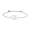 Thumbnail Image 0 of You Me Us 1/3 CT. T.W. Diamond Intertwined Double Circle Bolo Bracelet in 10K White Gold – 9"