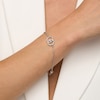 Thumbnail Image 1 of You Me Us 1/3 CT. T.W. Diamond Intertwined Double Circle Bolo Bracelet in 10K White Gold – 9"