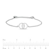 Thumbnail Image 2 of You Me Us 1/3 CT. T.W. Diamond Intertwined Double Circle Bolo Bracelet in 10K White Gold – 9"