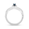 Thumbnail Image 3 of Enchanted Disney Cinderella Oval London Blue Topaz and 1/10 CT. T.W. Diamond Twist Shank Tiara Ring in Sterling Silver