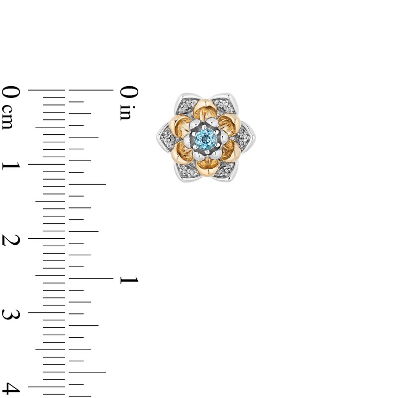 Main Image 3 of Enchanted Disney Jasmine Swiss Blue Topaz and 1/6 CT. T.W. Diamond Stud Earrings in Sterling Silver and 10K Gold