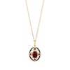 Thumbnail Image 1 of Enchanted Disney Villains Evil Queen Oval Garnet and 1/6 CT. T.W. Black Diamond Ornate Pendant in 10K Gold – 19"