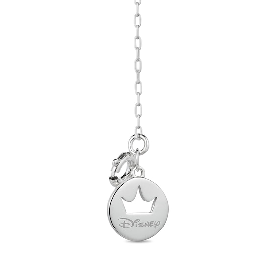 Enchanted Disney Snow White Garnet and 1/10 CT. T.w. Diamond Bow Overlay Heart Pendant in Sterling Silver and 10K Gold