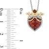 Thumbnail Image 3 of Enchanted Disney Snow White Garnet and 1/10 CT. T.W. Diamond Bow Overlay Heart Pendant in Sterling Silver and 10K Gold