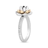 Thumbnail Image 2 of Enchanted Disney Jasmine 3.0mm Swiss Blue Topaz and 1/6 CT. T.W. Diamond Flower Ring in Sterling Silver and 10K Gold