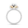 Thumbnail Image 3 of Enchanted Disney Jasmine 3.0mm Swiss Blue Topaz and 1/6 CT. T.W. Diamond Flower Ring in Sterling Silver and 10K Gold