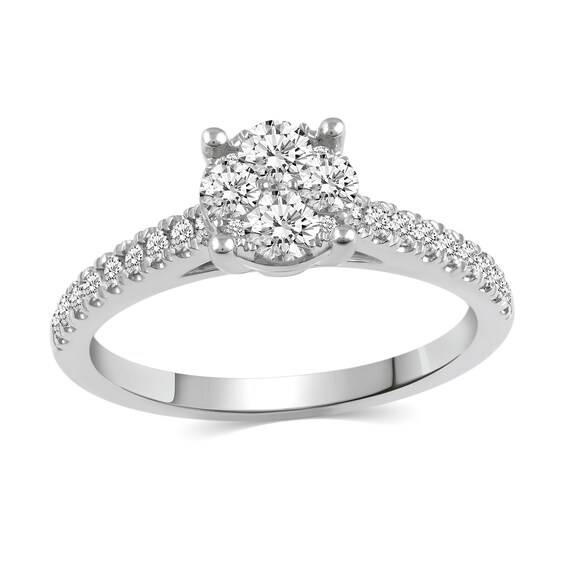 3/4 CT. T.w. Multi-Diamond Engagement Ring in 14K White Gold