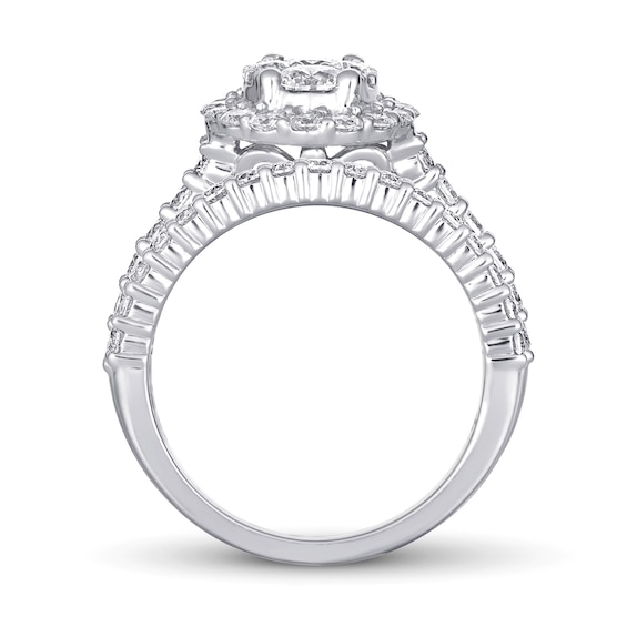 2 CT. T.w. Oval-Shaped Multi-Diamond Frame Bridal Set in 14K White Gold