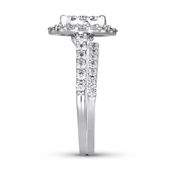 2 CT. T.w. Oval-Shaped Multi-Diamond Frame Bridal Set in 14K White Gold