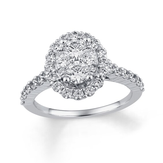 2 CT. T.w. Oval-Shaped Multi-Diamond Frame Bridal Set in 14K White Gold