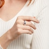 Thumbnail Image 2 of Princess-Cut Blue and White Lab-Created Sapphire Art Deco Double Row Band in Sterling Silver