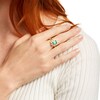 Thumbnail Image 2 of Octagonal Lab-Created Emerald and White Lab-Created Sapphire Starburst Frame Ring in Sterling Silver with 14K Gold Plate