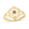 Thumbnail Image 1 of Amethyst Solitaire Crown Chakra Symbol Split Shank Ring in Sterling Silver with 18K Gold Plate – Size 7