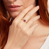 Thumbnail Image 2 of Octagonal Lab-Created Ruby and White Lab-Created Sapphire Double Collar Ring in Sterling Silver with 14K Gold Plate