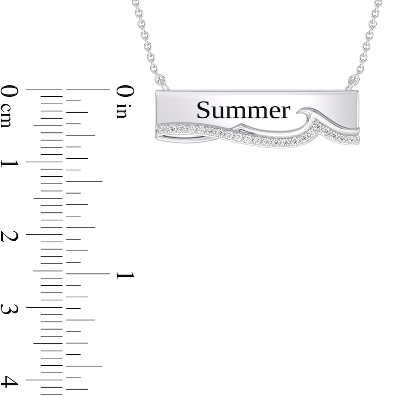 Enchanted Disney Moana 1/5 CT. T.W. Diamond Sideways Bar with Waves Necklace in Sterling Silver (1 Line)