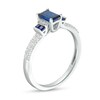 Thumbnail Image 3 of Octagonal Blue Lab-Created Sapphire and White Lab-Created Sapphire Double Collar Ring in Sterling Silver