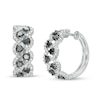 Thumbnail Image 1 of 1-3/4 CT. T.W. Black and White Diamond Double Row Zig-Zag Hoop Earrings in 10K White Gold