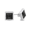 Thumbnail Image 2 of Men's Black Diamond Accent Sunburst Square Stud Earrings in Sterling Silver