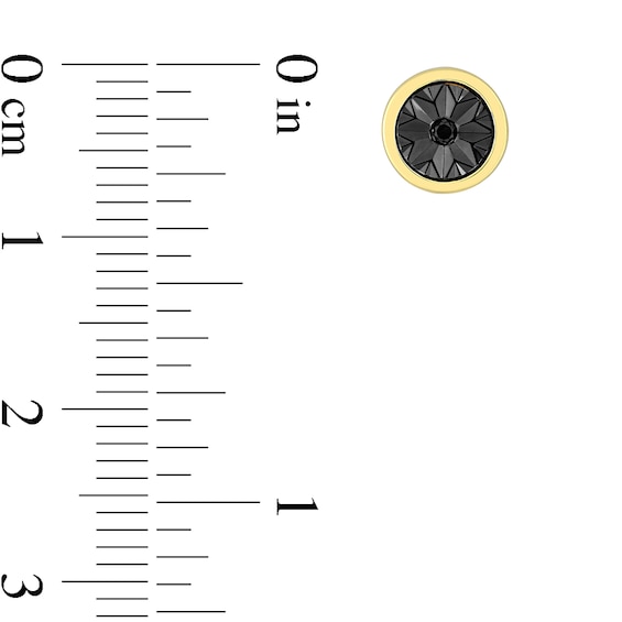 Black Diamond Accent Sunburst Circle Stud Earrings in Sterling Silver with Yellow Rhodium