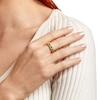 Thumbnail Image 2 of Princess-Cut Lab-Created Emerald and White Lab-Created Sapphire Triple Row Band in Sterling Silver with 14K Gold Plate