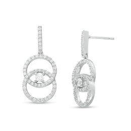 You Me Us 1 CT. T.W. Diamond Intertwined Circle Drop Earrings in 10K White Gold