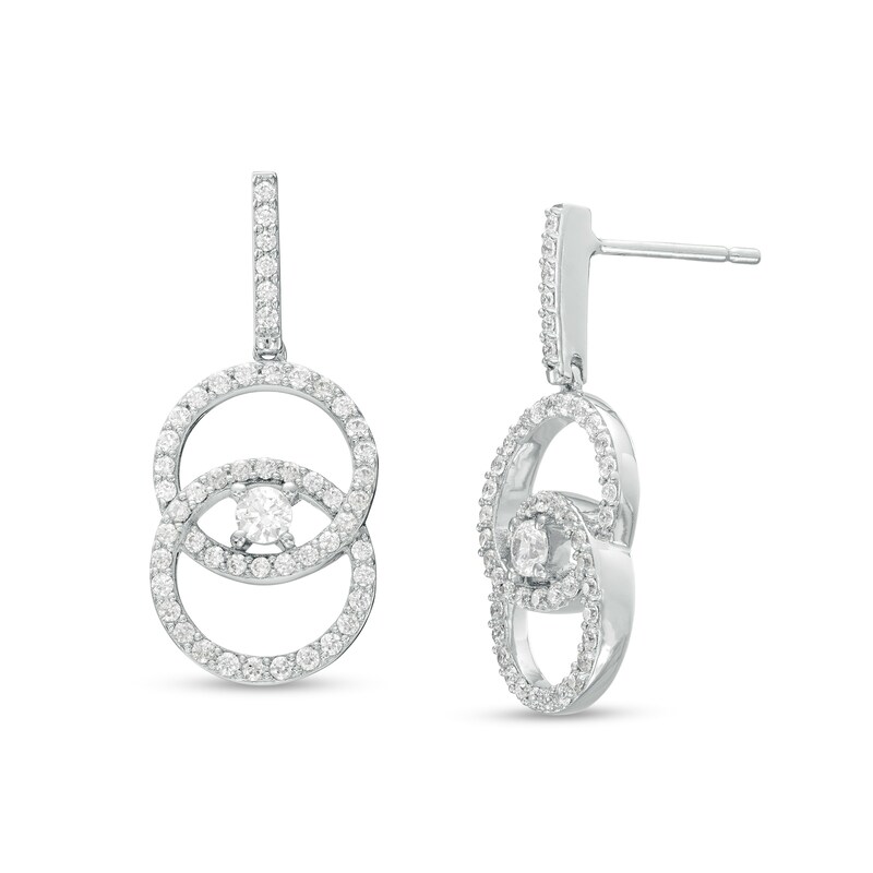 You Me Us 1 CT. T.W. Diamond Intertwined Circle Drop Earrings in 10K White Gold