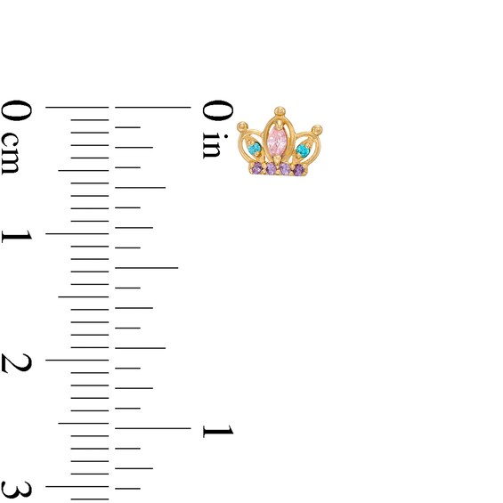 Child's Marquise and Round Multi-Color Cubic Zirconia Tiara Stud Earrings in 14K Gold