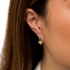 Thumbnail Image 2 of Dainty Heart Disc Dangle Drop Earrings in 14K Gold