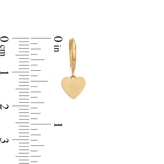 Dainty Heart Disc Dangle Drop Earrings in 14K Gold