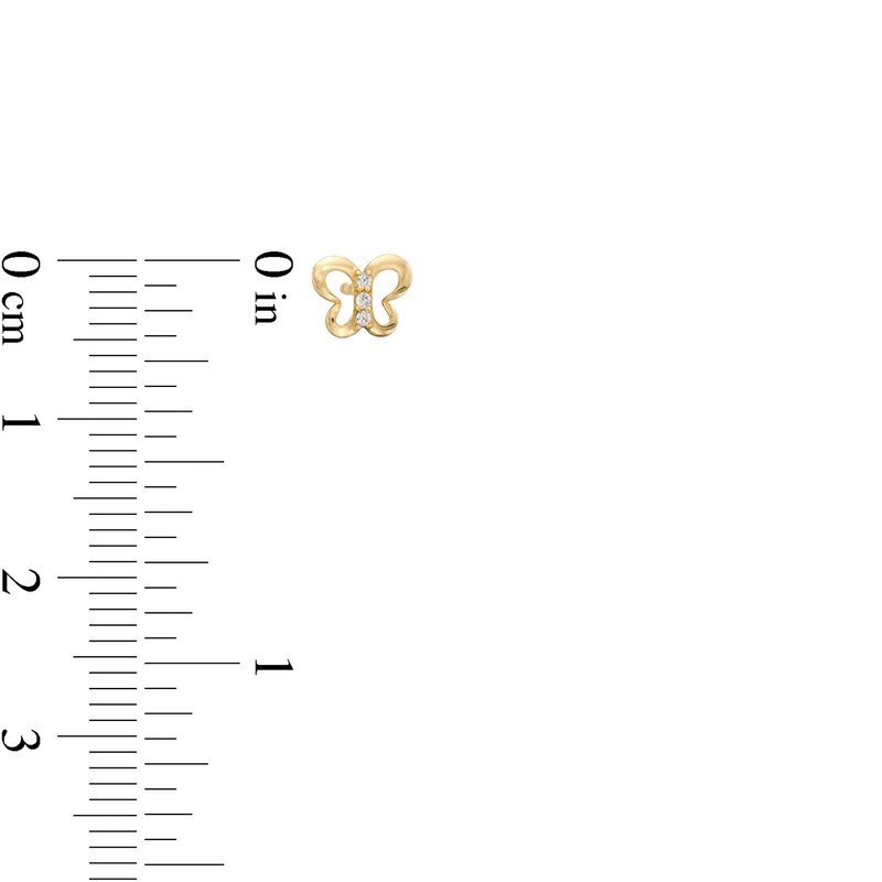 Main Image 2 of Child's Cubic Zirconia Trio Butterfly Outline Stud Earrings in 14K Gold