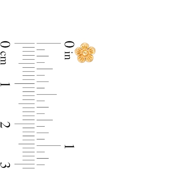 Child's Mini Stamped Flower Stud Earrings in 14K Gold