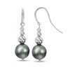 Thumbnail Image 0 of IMPERIAL® 8.0-9.0mm Black Cultured Tahitian Pearl with Graduated Brilliance Bead Drop Earrings in Sterling Silver