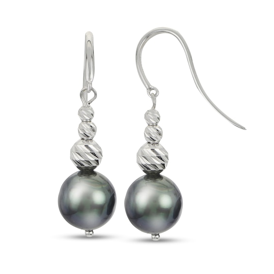 Imperial® 8.0-9.0mm Black Tahitian Cultured Pearl with Graduated Brilliance Bead Drop Earrings in Sterling Silver