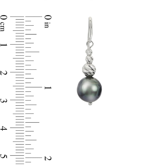 Imperial® 8.0-9.0mm Black Tahitian Cultured Pearl with Graduated Brilliance Bead Drop Earrings in Sterling Silver