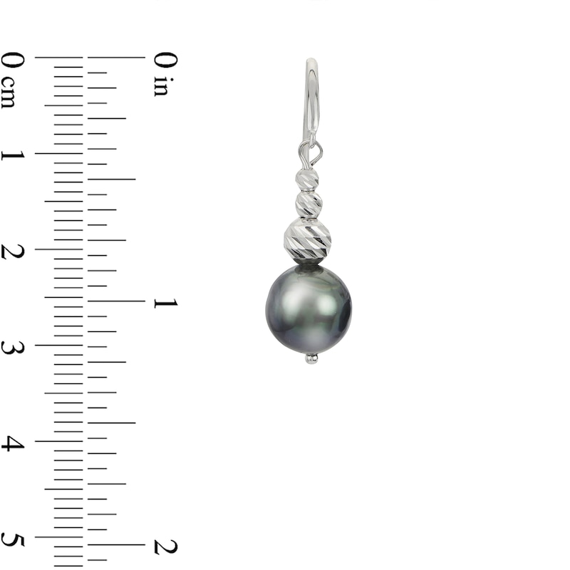 Main Image 2 of IMPERIAL® 8.0-9.0mm Black Tahitian Cultured Pearl with Graduated Brilliance Bead Drop Earrings in Sterling Silver