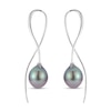 Thumbnail Image 1 of IMPERIAL® 9.0-10.0mm Oval Black Tahitian Cultured Pearl Swirl Ribbon Threader Earrings in Sterling Silver