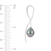 Thumbnail Image 2 of IMPERIAL® 9.0-10.0mm Oval Black Tahitian Cultured Pearl Swirl Ribbon Threader Earrings in Sterling Silver