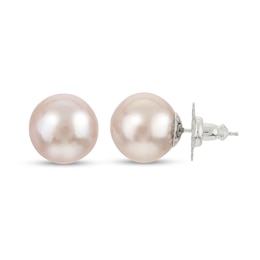 IMPERIAL® 11.0-12.0mm Pink Freshwater Cultured Pearl Stud Earrings in Sterling Silver