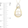 Thumbnail Image 2 of IMPERIAL® 9.0-9.5mm Akoya Cultured Pearl and 1/10 CT. T.W. Diamond Interlocking Teardrops Pendant in 14K Gold